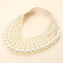 Load image into Gallery viewer, Chunky Metal Ball Beaded Multi Layered Faux Leather Magnetic Necklace: Gold

