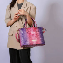 Load image into Gallery viewer, Frankie Gradient Rainbow Faux Crocodile-Embossed with wallet: Coral
