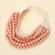 Load image into Gallery viewer, Multi Layered Pearl Beaded Collar Magnetic Necklace: White
