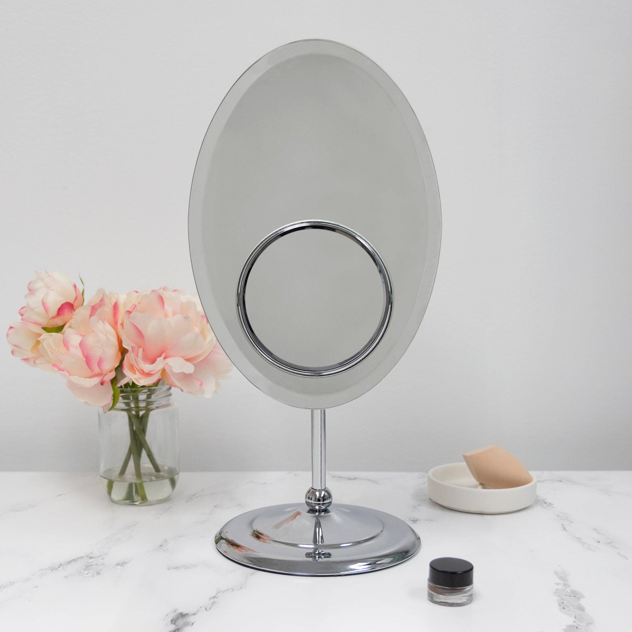 Tri Optics Beveled Makeup Mirror with Magnification Oval 8X 3X 1X Crazy Ladies More Inc
