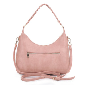 Hobo Shoulder Bag with Braided Handle: Black