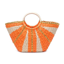 Load image into Gallery viewer, Carmen Straw Summer Beach Top Handle Tote: Orange Multi
