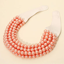 Load image into Gallery viewer, Multi Layered Pearl Beaded Collar Magnetic Necklace: Cream
