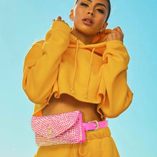 Load image into Gallery viewer, Bling Envelope Belt Bag / Crossbody Bag: Pink
