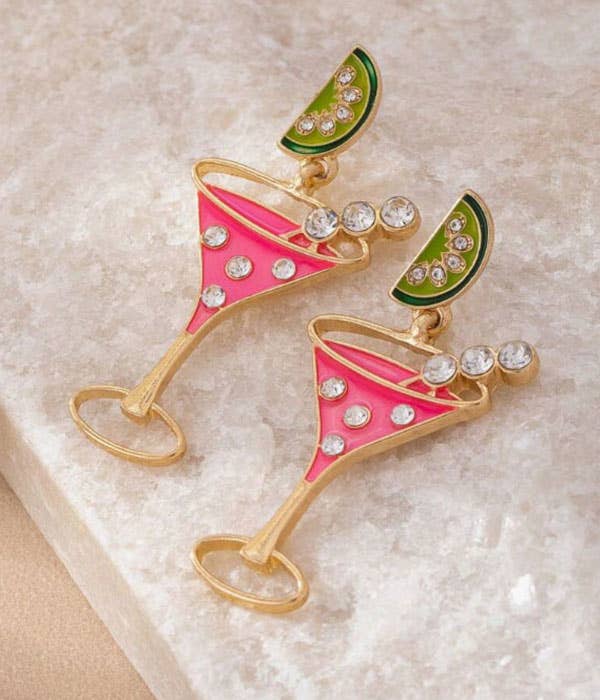 Party theme epoxy cocktail earring