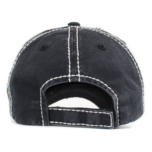 Merry CHRIST Mas Message Accented Vintage Baseball Cap: Black