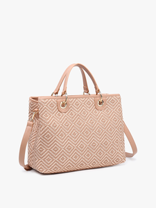 Nancy Woven Diamond Tote: Off White