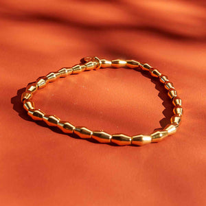 Diamond Smooth Shiny Gold Beaded Stretch Bracelet