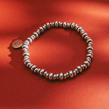 Load image into Gallery viewer, Triple Rondelle Beaded Stretch Bracelet -Antique Silver Finish
