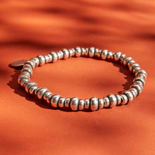 Load image into Gallery viewer, Triple Rondelle Beaded Stretch Bracelet -Antique Silver Finish
