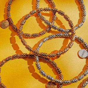 Honeycomb Beaded Stretch Bracelet -Antique Silver Finish