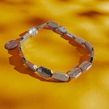 Load image into Gallery viewer, Rectangular Hammered Shiny Silver Beaded Stretch Bracelet
