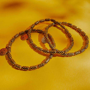 Honeycomb Beaded Stretch Bracelet -Antique Silver Finish