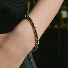 Load image into Gallery viewer, Triple Rondelle Beaded Stretch Bracelet -Antique Silver Finish
