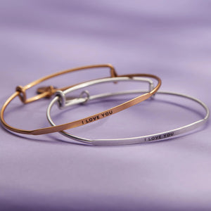 I Love You Bangle Antique Silver