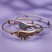 Load image into Gallery viewer, Angel Wing Expandable Bangle Antique Gold
