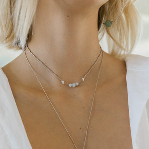 HyeVibe Multi Gemstone Necklace - Amazonite on Silver