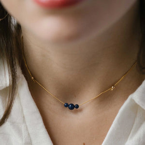 HyeVibe Multi Gemstone Necklace - Amazonite on Gold