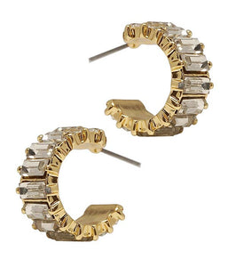 Baguette crystal hoop earring