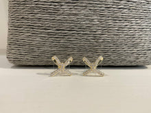Load image into Gallery viewer, Gold &amp; Crystal Bow Tie Earrings
