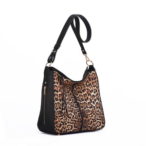 Maya Leopard Print Hobo: Cognac