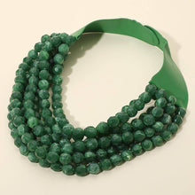 Load image into Gallery viewer, Marbled Faceted Ball Beaded Multi Layered Faux Leather Magnetic Necklace: Beige
