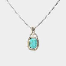 Load image into Gallery viewer, 14K Gold Plated Two Tone Rectangle Natural Stone Cluster Pendant Necklace
