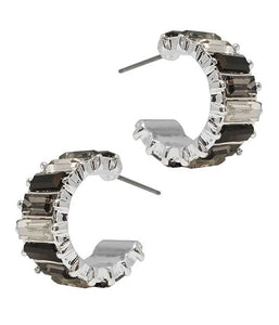 Baguette crystal hoop earring