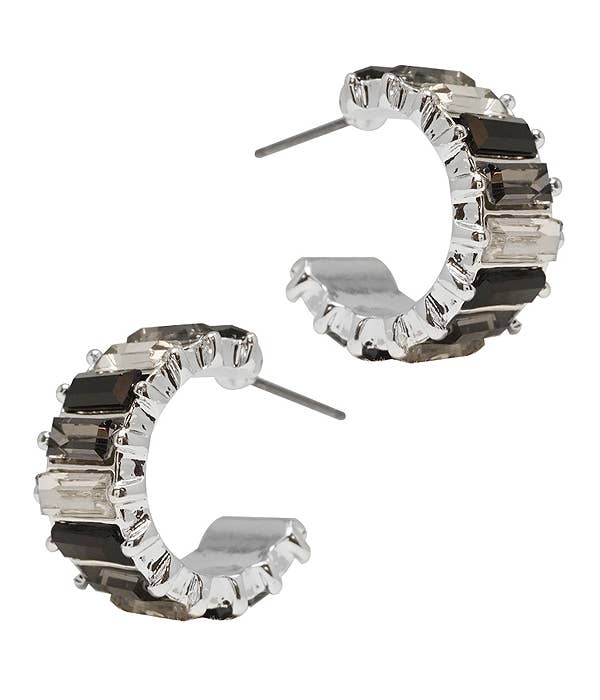 Baguette crystal hoop earring