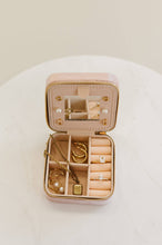 Load image into Gallery viewer, Velvet Travel Jewelry Box Case Organizer with Mirror: Rose Quartz
