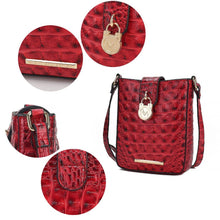 Load image into Gallery viewer, Avery Faux Crocodile Embossed Crossbody by Mia K: Brown
