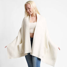 Load image into Gallery viewer, Open Front Pocketed Shawl Cardigan: Ivory
