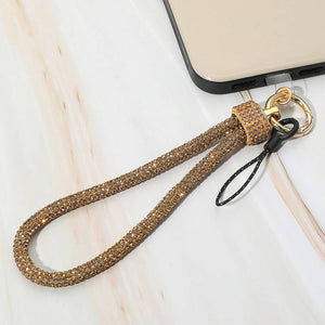 Bling Studded Phone Strap Keychain / Bag Charm: Gold,Lt Col Topaz