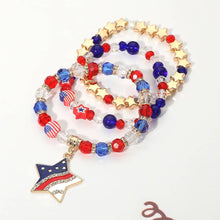 Load image into Gallery viewer, 3PCS - American USA Star Charm Faceted Beaded Stretch Multi Layered Bracelets
