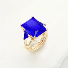 Load image into Gallery viewer, Rectangle Crystal Stretch Ring: Blue
