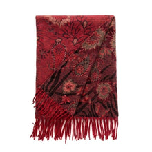 Load image into Gallery viewer, Elegant Floral Paisley Pattern Print Fringe Wrap Scarf: Red
