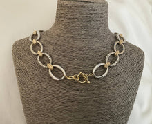 Load image into Gallery viewer, Textured Oval Statement Link Necklace
