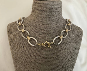 Textured Oval Statement Link Necklace
