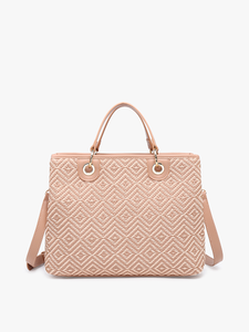 Nancy Woven Diamond Tote: Off White