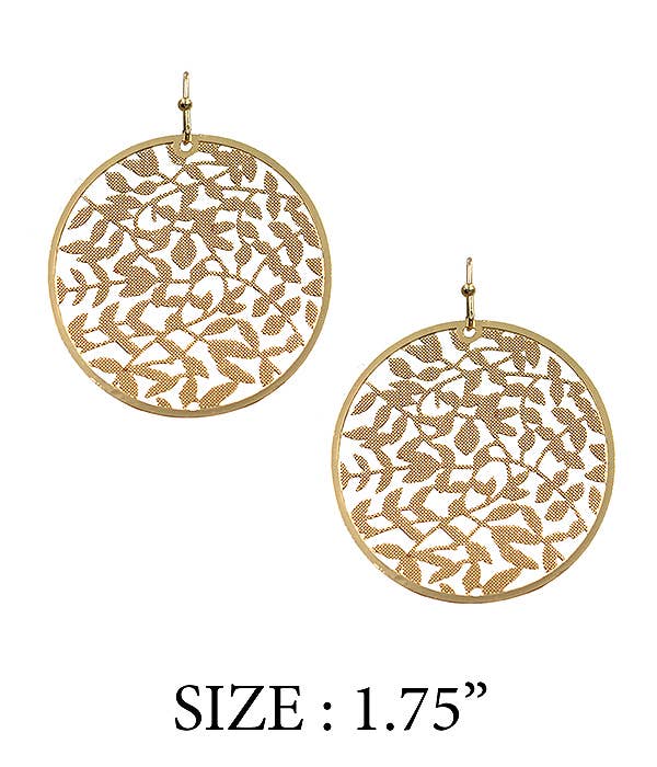 Metal filigree disc earring