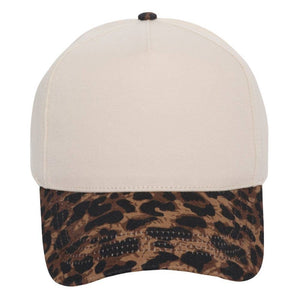 5 PANEL LEOPARD BRIM PRINT BASEBALL HAT, FWCAP 519: BEIGE