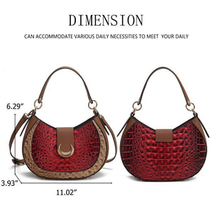 MKF Jain Women's Shoulder Bag Half Moon Croc-Embossed: Fuchsia