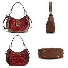 Load image into Gallery viewer, MKF Jain Women&#39;s Shoulder Bag Half Moon Croc-Embossed: Fuchsia
