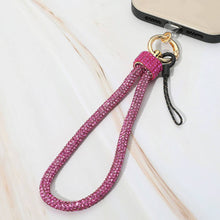 Load image into Gallery viewer, Bling Studded Phone Strap Keychain / Bag Charm: Fuchsia,Gold
