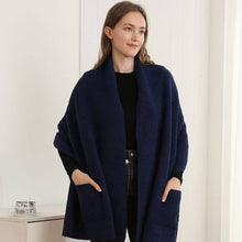 Load image into Gallery viewer, Open Front Pocketed Shawl Cardigan: Navy
