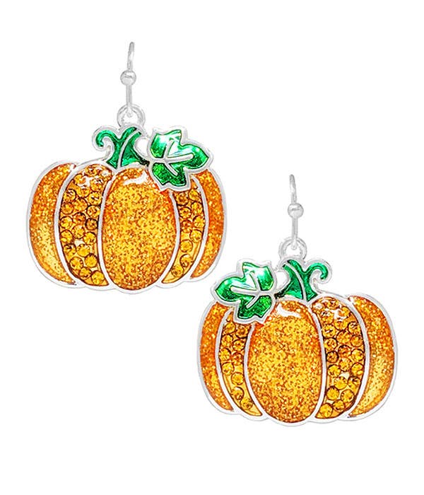 Thanksgiving theme epoxy earring - pumpkin