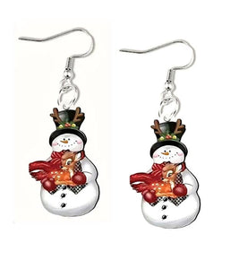 Christmas acrylic snowman earring - reindeer