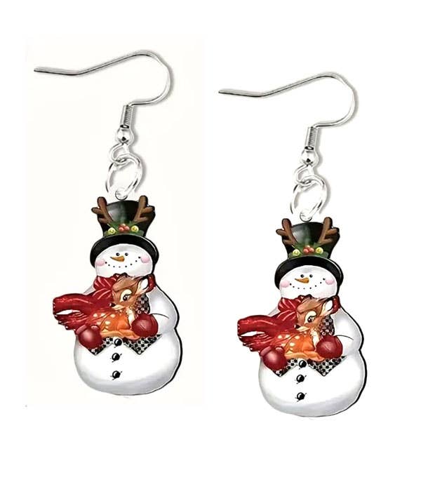 Christmas acrylic snowman earring - reindeer