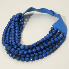 Load image into Gallery viewer, Marbled Faceted Ball Beaded Multi Layered Faux Leather Magnetic Necklace: Beige
