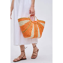 Load image into Gallery viewer, Carmen Straw Summer Beach Top Handle Tote: Orange Multi

